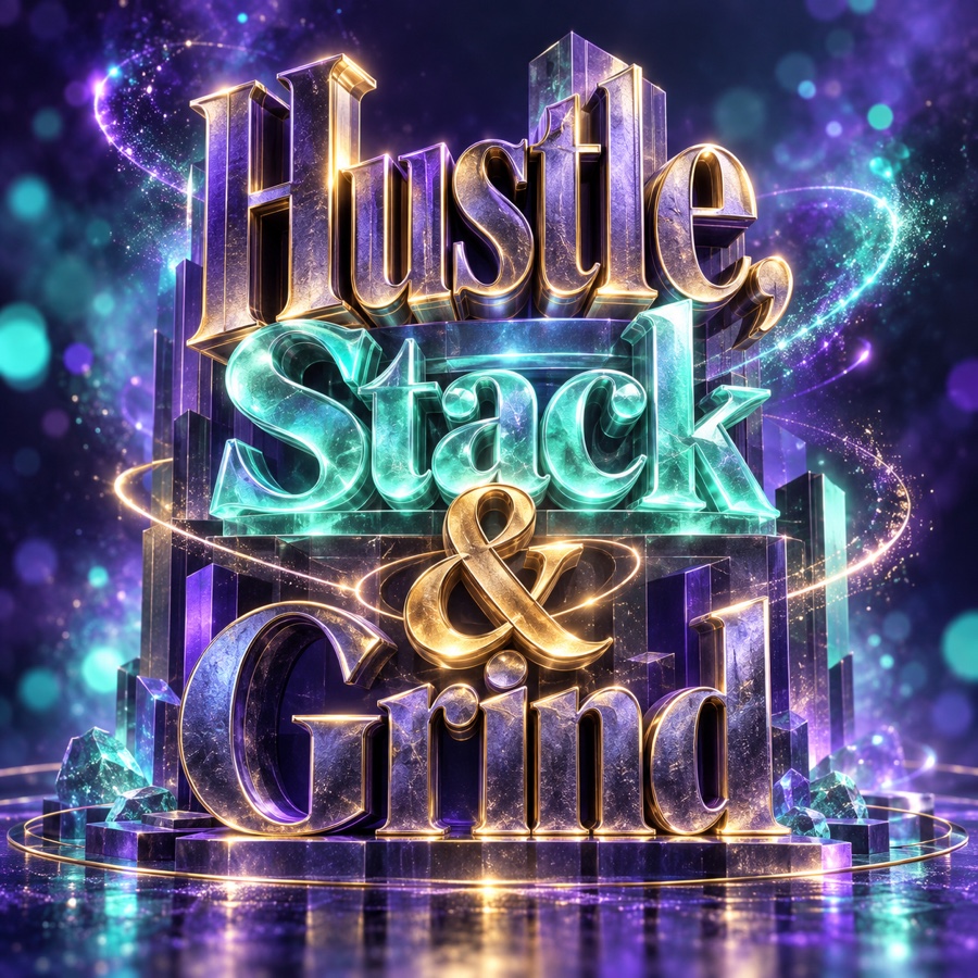 Hustle, Stack and Grind word-art token